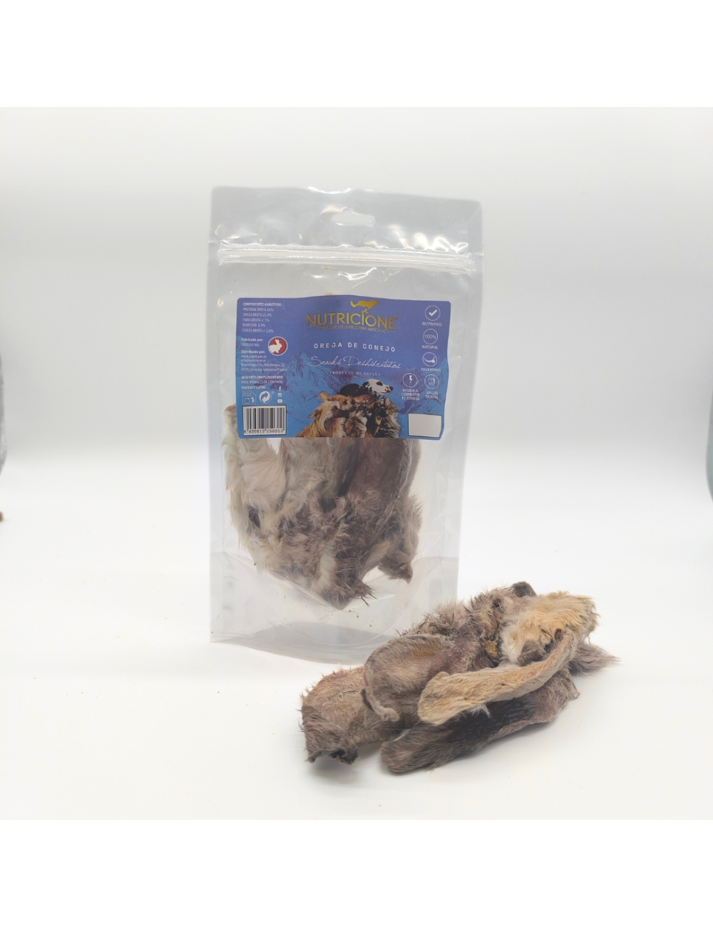 Orejas de Conejo con Pelo Deshidratadas - Snack Natural - 4ud - El gato Barfi