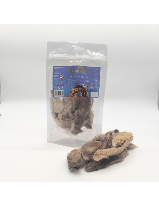 Orejas de Conejo con Pelo Deshidratadas - Snack Natural - 4ud - El gato Barfi