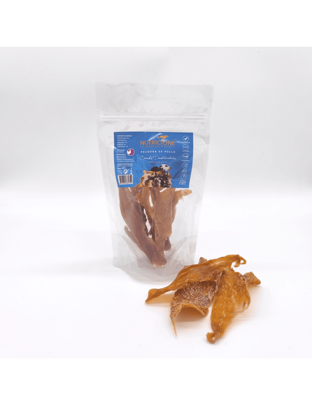 Pechuga de Pollo Deshidratada en Tiras - Snack Natural comida natural BARF para gatos | El Gato BARFI