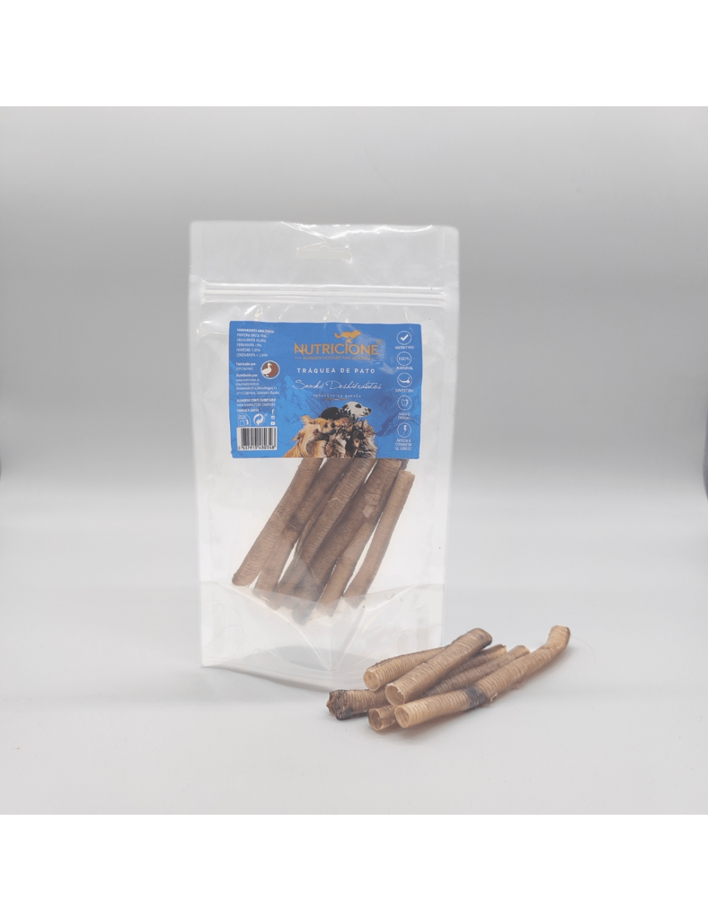 Tráquea de Pato Deshidratada - Snack Natural - 8ud comida natural BARF para gatos | El Gato BARFI